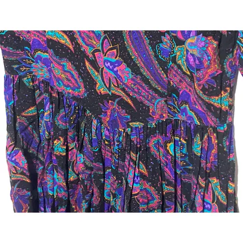 Vintage Pier 1 Passports Paisley Maxi Dress Women S Dark Academia Pleated Grunge Purple