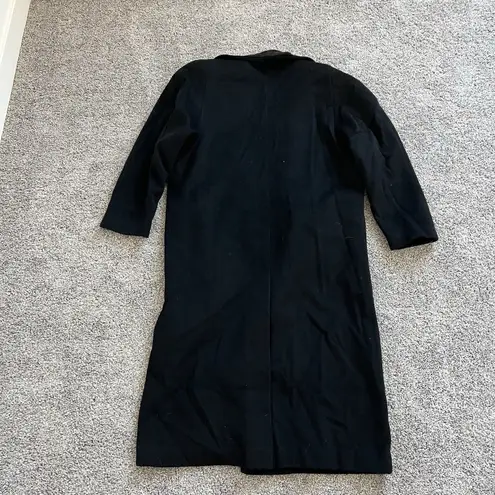 Vintage 80s Jonathan Michael Black Wool Coat Paisley Collar Made in USA L/XL Size L