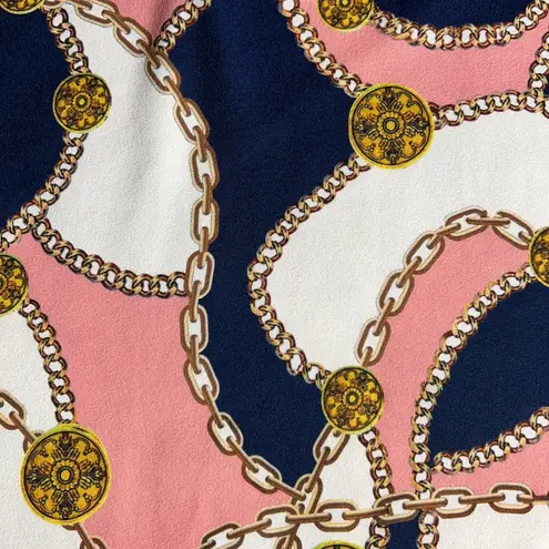 Boston Proper Dress Medium Equestrian Chain Print Short 1/4 Zip Sporty Mod Tunic