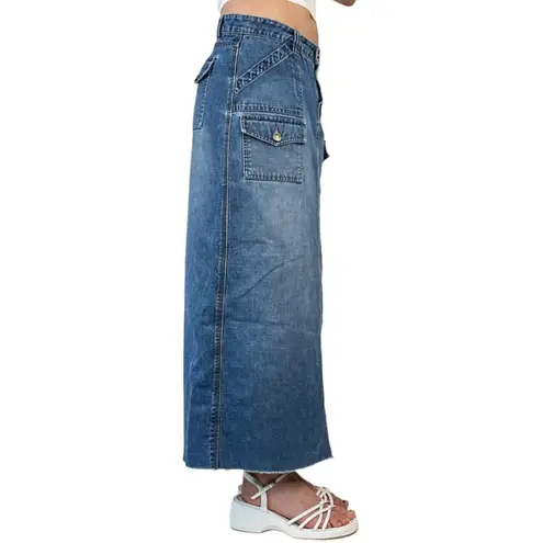 No Boundaries Vintage 90s  Denim Cargo Maxi Skirt