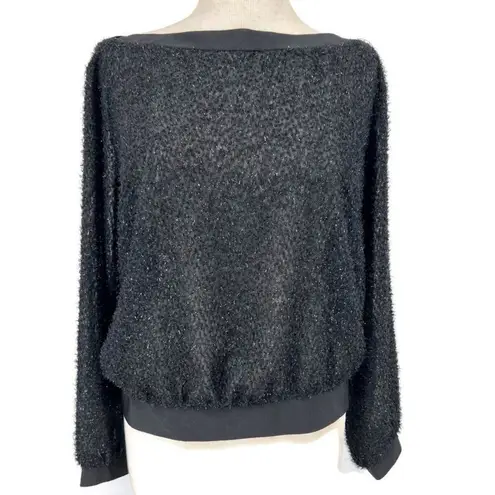 Vintage A.C. Sport Sparkly Sheer Boat Neck Top (EU 42) US Lg Black