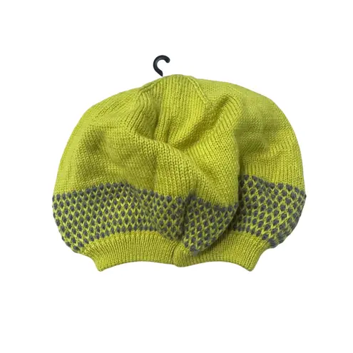 Bench Knit Beanie Hat Yellow Grey One Size Winter Warm Wool Blend NWT