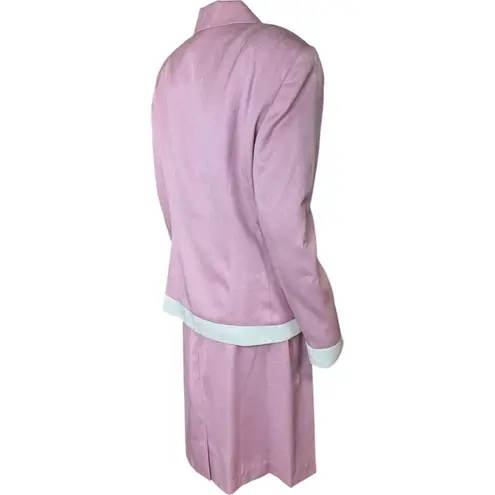 Vintage Rafael Womens Dusty Pink Ivory 2 Piece Blazer Pencil Skirt Set 14 NWT