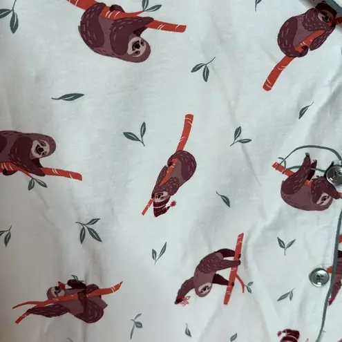 NWOT Pajamagram Sloth Classic 100% Cotton Pajama Set White Size 2X
