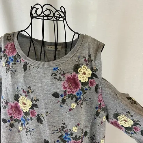Retrology Gray Floral Cold Shoulder Sweatshirt Women’s Size Large
