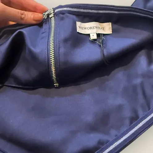 We Wore What | Duchess Satin Bandeau Top | Navy | Size 4 | NWT