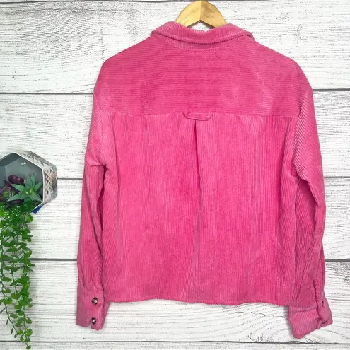 NWT Jolie & Joy Pink Corduroy Shacket Button Front Shirt Jacket Top Size Large