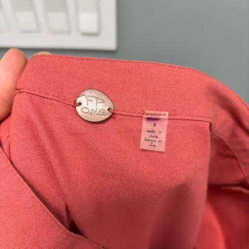 Free People  Cotton Tiered Button Up Midi Skirt in Red S 2 - Image 3