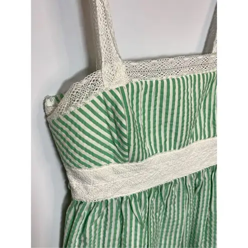 Jodi Kristopher  Women's Striped Tie Waist Sleeveless Mini Dress Green Size 5