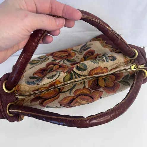 Gitana Tapestry Top Handle Bag Purse Made in Italy Boho Hippie Floral Earthy Orange