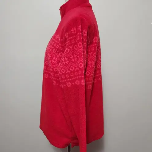 Blair Red Fair Isle Quarter Zip Scandia Fleece Top Size Large