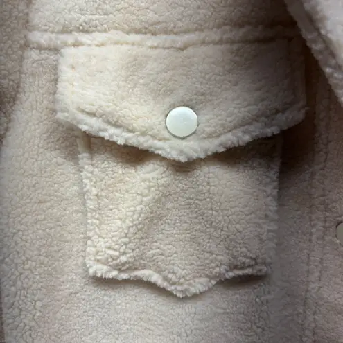 Daphnea Paris Cream Teddy Fleece Sherpa Trucker Jacket Size S