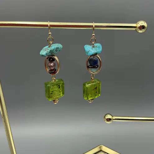 Handmade Artisan Garden Theme Turquoise Earrings