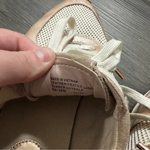 Michael Kors MK Allie Trainer Leather Pink Gold Sneaker Shoes Size 8