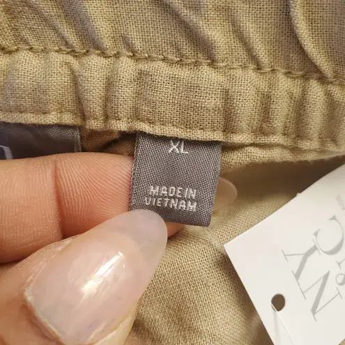 Soho NY&Co Street Tan Wide Leg Linen Blend Drawstring Pants Size XL