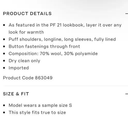 Ulla Johnson ICONIC wool blend Antoinette coat NEW