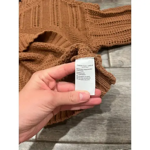 American Eagle  Cropped Cable Knit Brown Sweater Size XL