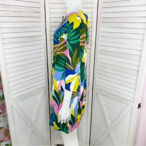 Boden Laurie Linen Tunic Dress Plum Blossom Tropical 4P Multi Color Pink