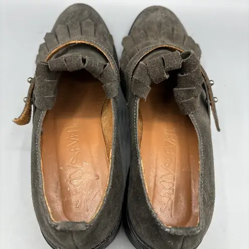 Sixty Seven Suede Kiltie Gray Women’s Shoes Slip On Fringe Made in Spain Size 38
