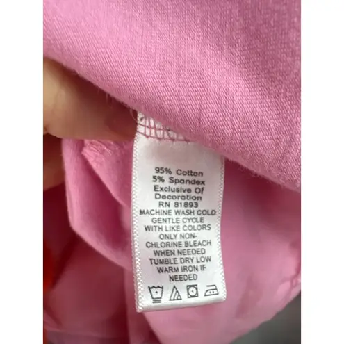 Women's D & Co. XL Bubblegum Pink Long Sleeve Shirt with Lace Detail on Sleeve C