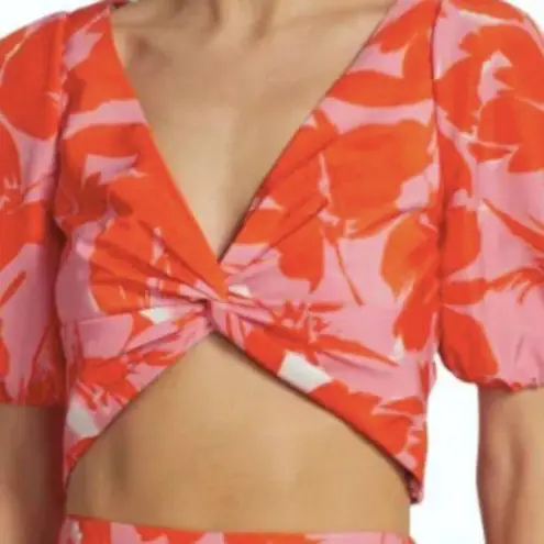Monique Lhuillier ML Printed Taffeta Crop Top 10
