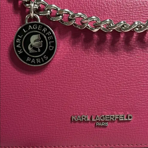 Karl Lagerfeld Lourdes Leather Plum Colored Crossbody Bag