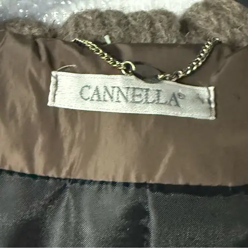 Cannella Coat Women XXL Brown Lana Wool Blend Button Front Long Detail Collared