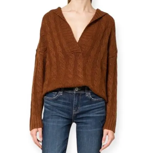 American Eagle  Cable Knit Long Sleeve Pullover Hoodie