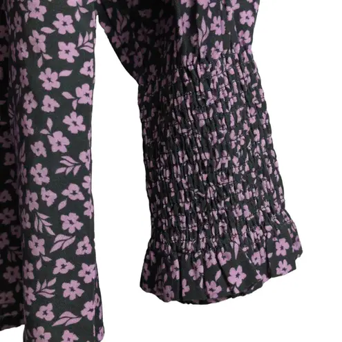 Barbour Midhurst Top Floral Ditsy Print Smocked Ruffle Lyocell Long Sleeve 6 New