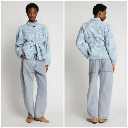 💕MUNTHE💕 Sahnely Quilted Jacket Light Blue Abstract Botanical Print 38 EU NWT Size undefined