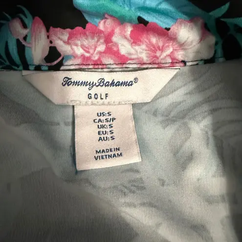 Tommy Bahama  Golf Tropical Floral Print Quarter Zip Pullover Shirt Size Small