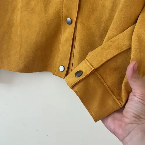 ZARA  Gold Yellow Faux Suede Leather Oversized Jacket Size XSmall