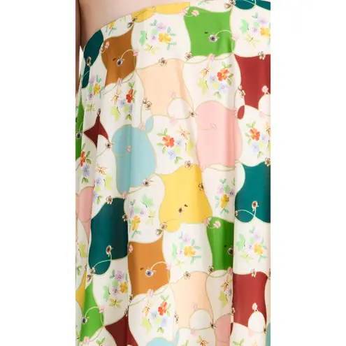 Alemais Everly Strapless Multicolor Quilt Print Whimsical Silk Maxi Gown Size 10