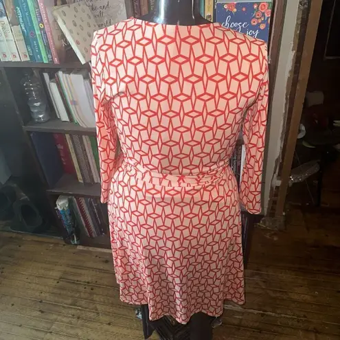 41Hawthorn orange faux wrap knit stretchy M travelcore dress Orange Size M