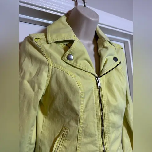 Mudd Vintage Y2K  90s Neon Yellow Grunge Zip Up Fitted Cotton Blend Jacket thumbnail 2
