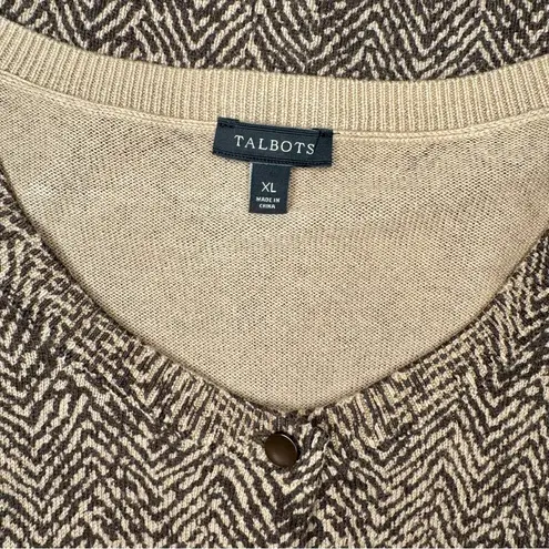 Talbots Herringbone Angora Cardigan Sweater Brown Tan Size XL