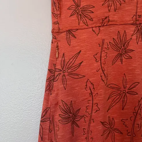 Toad & Co Rosemarie Organic Cotton A-Line Empire Waist Dress Orange Floral