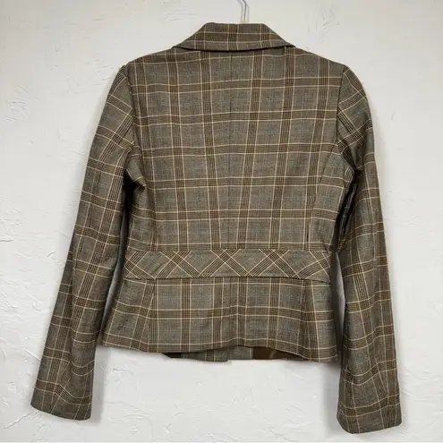 United Colors Of Benetton Brown Plaid Blazer Jacket Womens 10 Preppy Academia