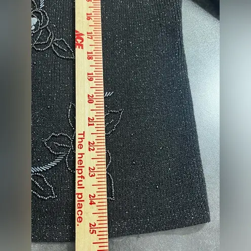 Work In Progress Black Cardigan Sequins Shimmer Holiday Vintage Inspired Large - Image 7