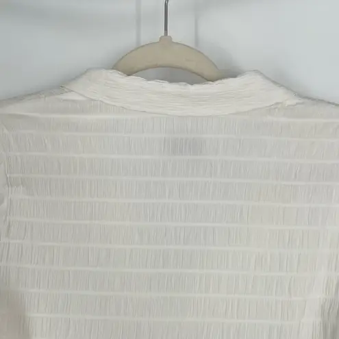 FRNCH Women's White Woven Crinkled Collar Button Down Shirt Midi Dress Size XS