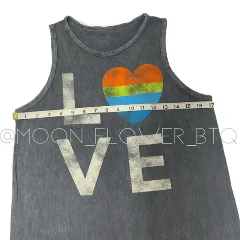 Mineral Wash Rainbow LOVE Tank Top Dress Gray