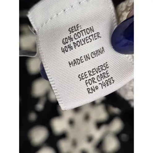 Adiva Black Cream Crochet Top Vest Blouse Sleeveless Size Large