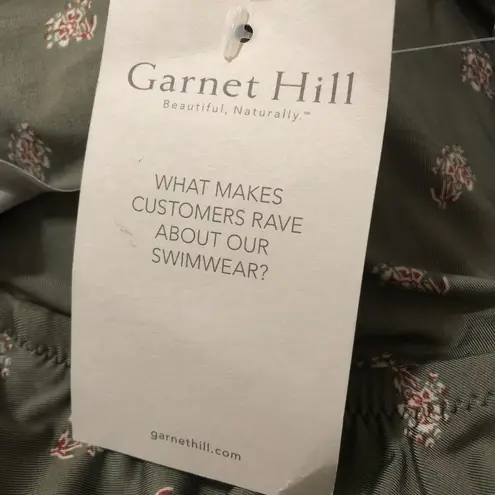 Garnet Hill NWT Olive Green Floral One Piece Swimsuit Size 14