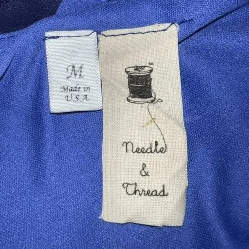 Needle & Thread Light and Dark Blue Chevron Print Slinky Mini Dress EUC Size M