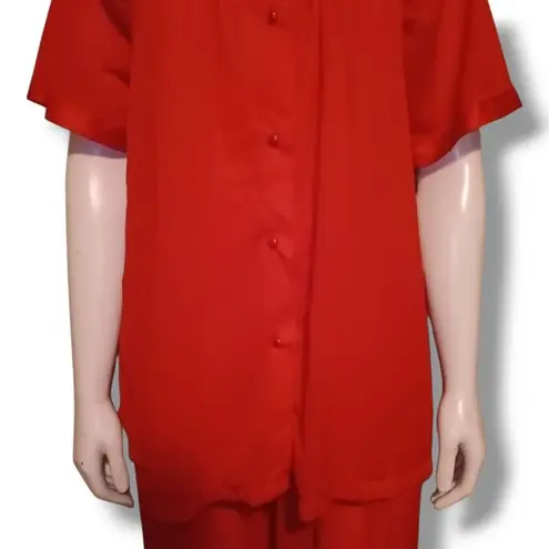 Vintage Kelly Reed 2 Pc Pajama Set-Medium-Embroidered Floral Yoke-Sheer-NEW