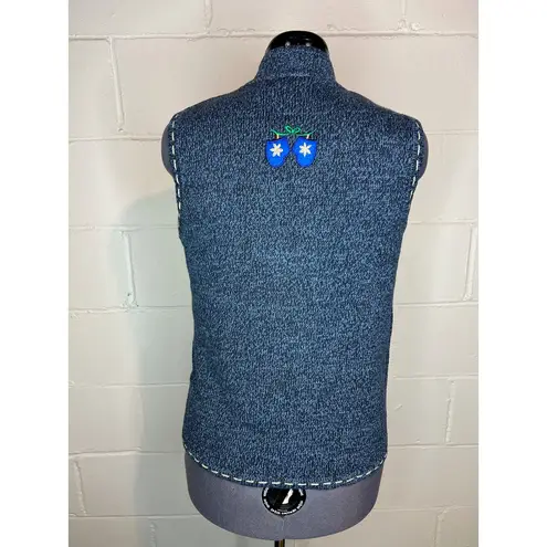 christmas sweater vest snowmen snowflakes beaded Blue Size M