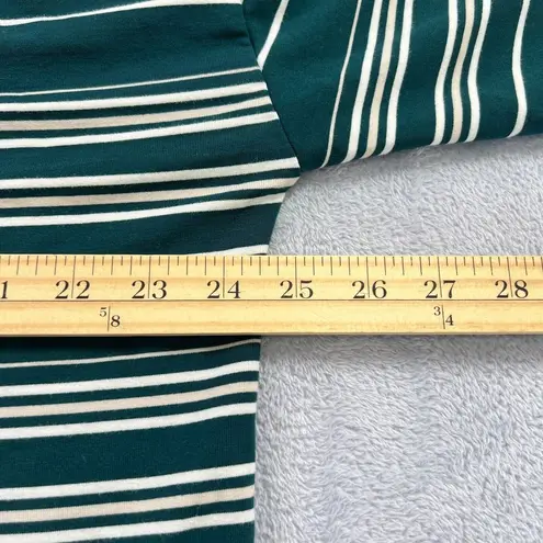 Garnet Hill Sweater Oversized Turtleneck Womens Medium Green White Striped Boho