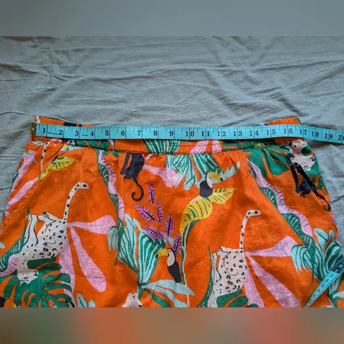 Christian Sirano Jungle Print Cotton Ruffle Mini Skirt Women's XL Orange