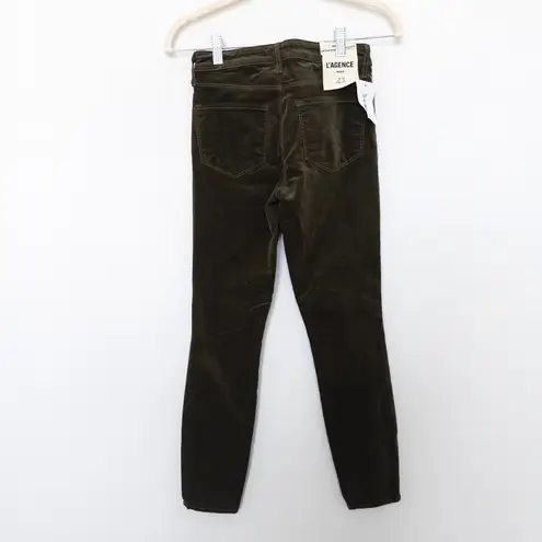 L'Agence Womens Pants Size 23 Green Margot High Rise Skinny Corduroy Luxe Retro