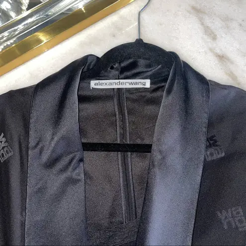Alexander Wang Black Silk Logo Kimono Romper